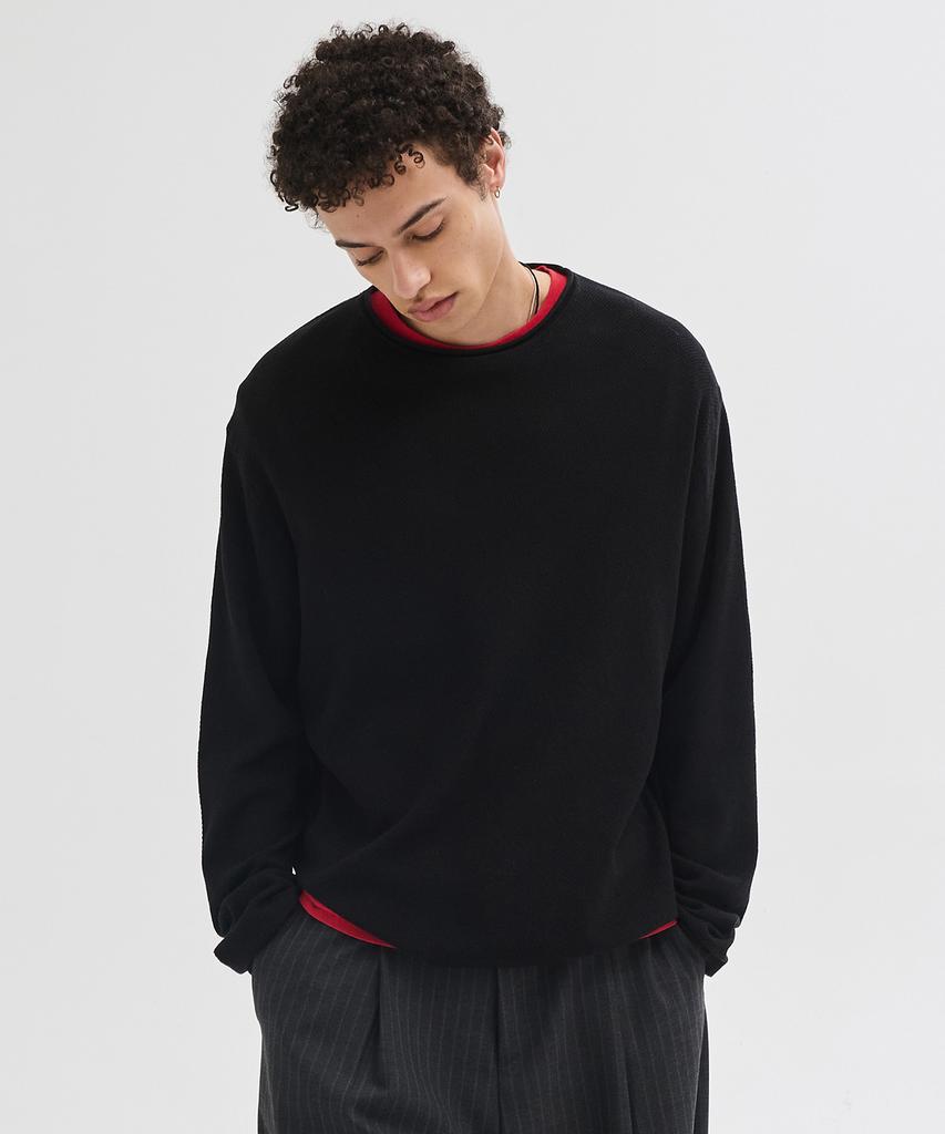 LEIRE Cut-Off Textured Knit [Black]