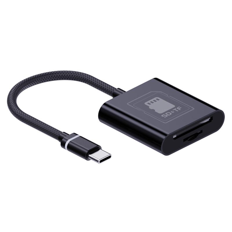 Type-C 2 in 1 Card Reader for TF/SD Cards Support Up to 2TB Compatible with Windows/MAC OS/Linux/Android