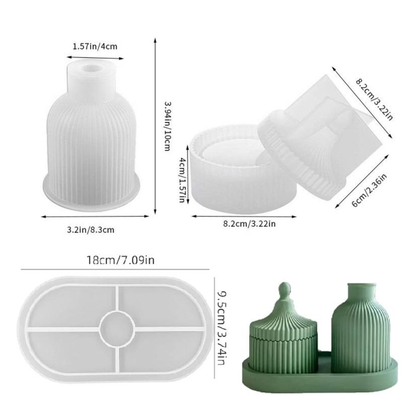 Ribbed Tray and Container Casting Form Set for DIY Projects, Ribbed Vessel Forms for Table Display and Handmade Gifting Themes Daily