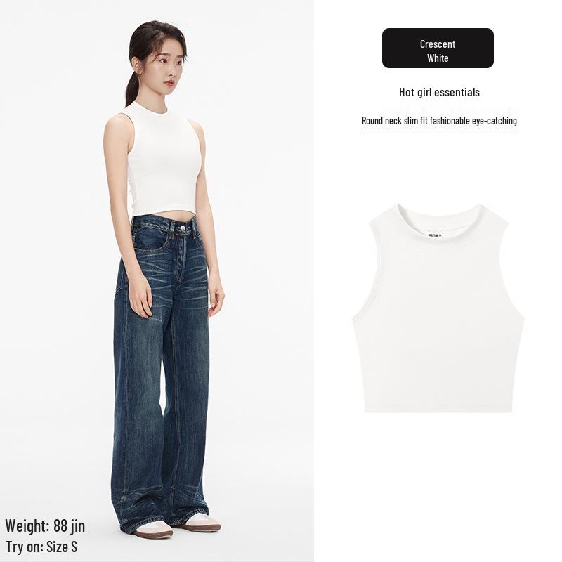 

Летний женский приталенный дышащий хлопковый жилет без рукавов - Универсальный базовый слой Extra Large