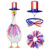 1 Set July 4th Goose Outfits, Patriotic Porch Goose Costume, Independence Day Apparel, Stars Stripes Hat Bow Tie for Lawn 23 Inch Goose Statue