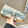 Two-color Transparent Square Frame Glasses Blue Light Blocking Computer Glasses Ladies Clear Lens Optical Spectacle Eyeglasses
