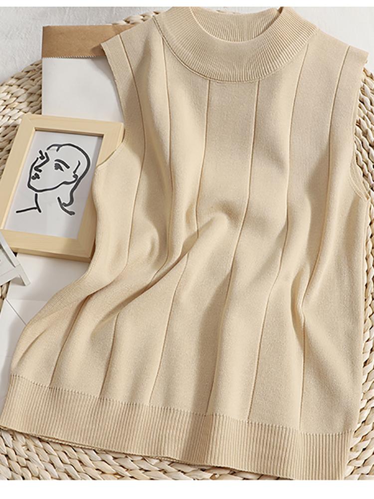 ITOOLIN 2024 verão feminino de malha verde regatas femininas finas topos básicos casuais regata o-pescoço camisetas sem mangas para mulher