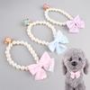Cat accessories Pet Pearl Necklace Bow Elastic Collar Cat Jewelry Neckband Teddy Small and Medium Dog Neckband