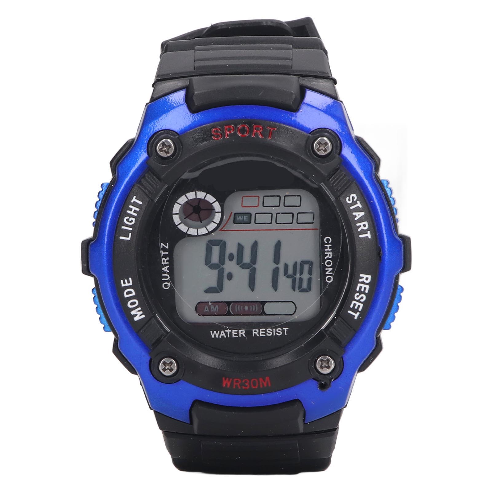 

Электронные спортивные часы с водонепроницаемым резиновым ремешком и светящимся большим экраном, детские спортивные часы синего цвета синий