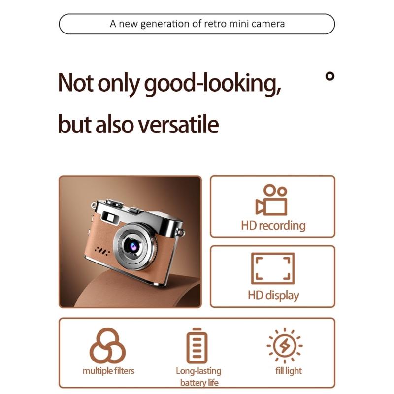 Retro Design Mini Digital Camera 1080P Video Recording Supports 16GB 32GB Card