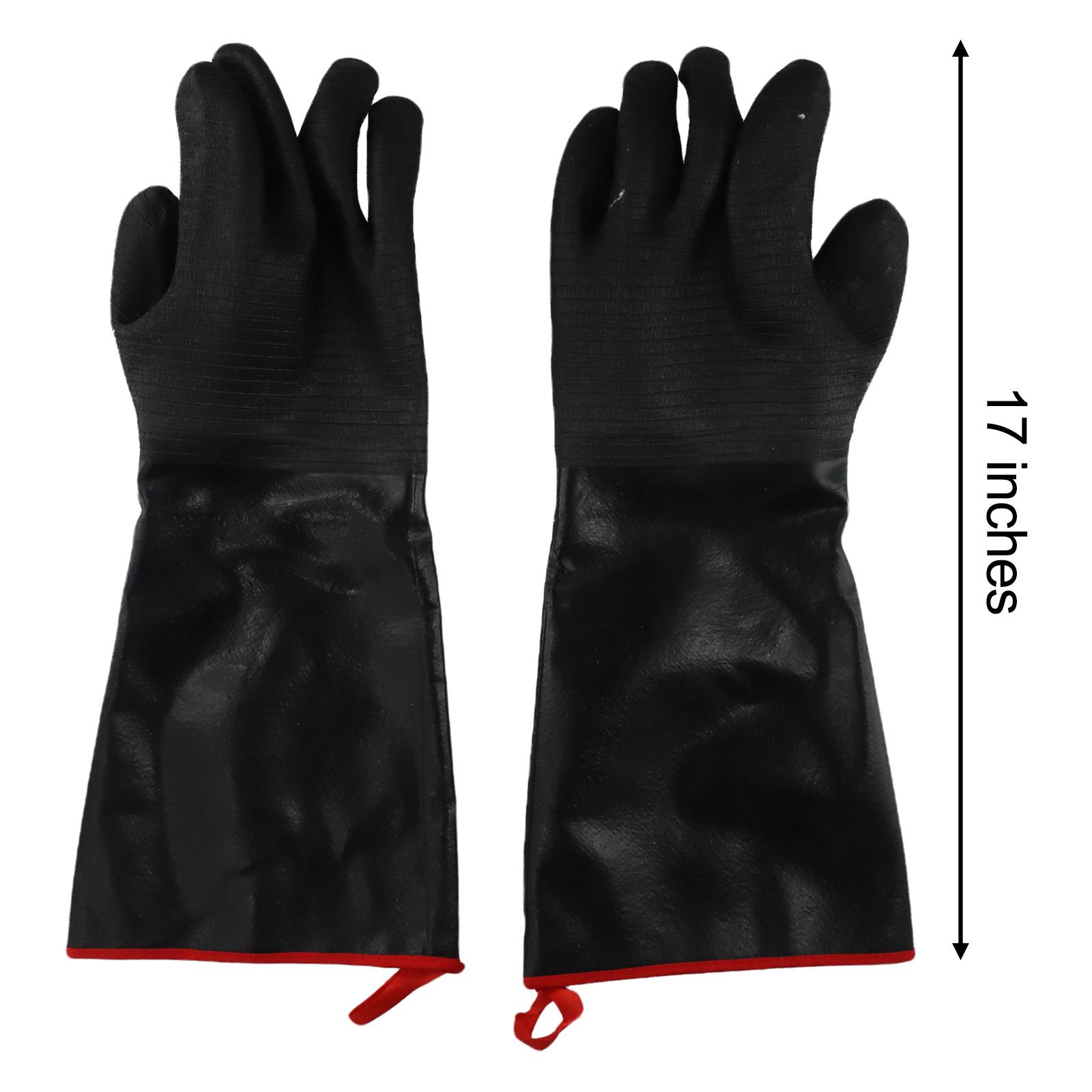 

14/17 Inch BBQ Insulated Oil And Scald Proof Gloves 932°F High Temperature Heat Protection Suitable For Grill Pan Wood Fire small