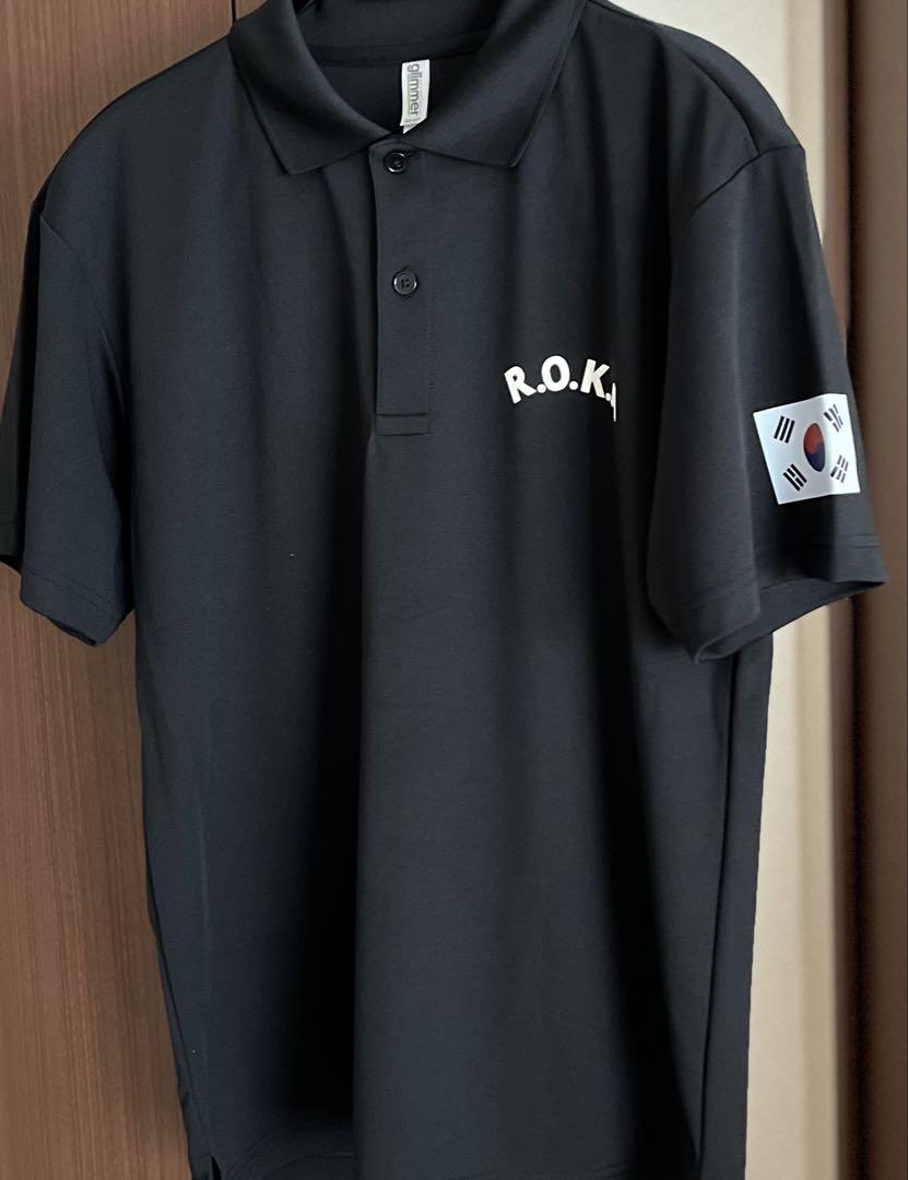 

[USED] [Anonymous Delivery][Free Shipping] R.O.K.A. Polo Shirt with Korean Flag, Black