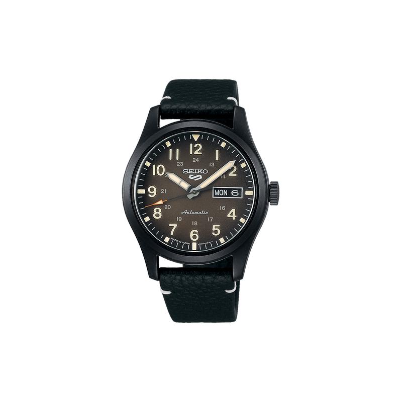 

SEIKO waterproof mechanical movement leather strap men s watch black dial SBSA121