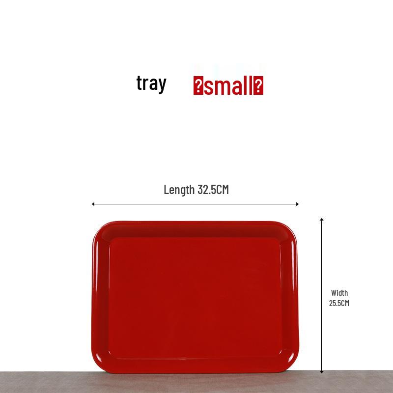 Black & Red Melamine Rectangular Tray - Fast Food & Bread Serving Plate