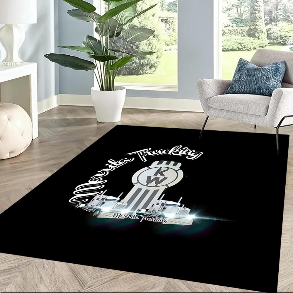 Kenworth Illuminated Logo Sign Square rugs are a great choice for living rooms, bedrooms, home décor, and as gifts.