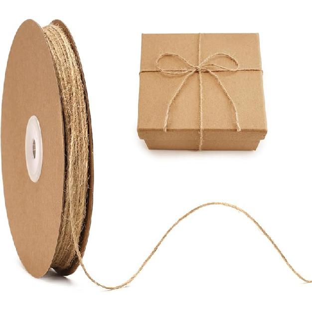 jijAcraft 328Ft Cotton String - 2MM White Butcher Cooking Bakers Twine, Food Safe Kitchen Twine, Craft String for Gift Wrapping, Macrame Decor, Natural Brown-1.5mm