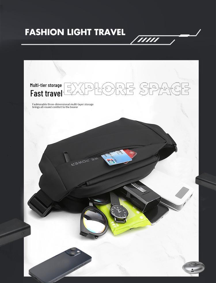 WePower Męska Modna Torba na Klatkę Piersiową: Torba crossbody, Torba biodrowa do sportów outdoorowych, Plecak o dużej pojemności.