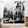 Rustic Deer Curtains,Farmhouse Cabin Lodge Country Forest Hunting Wild Animal Vintage Elk Window Treatments Drapes for Bedroom