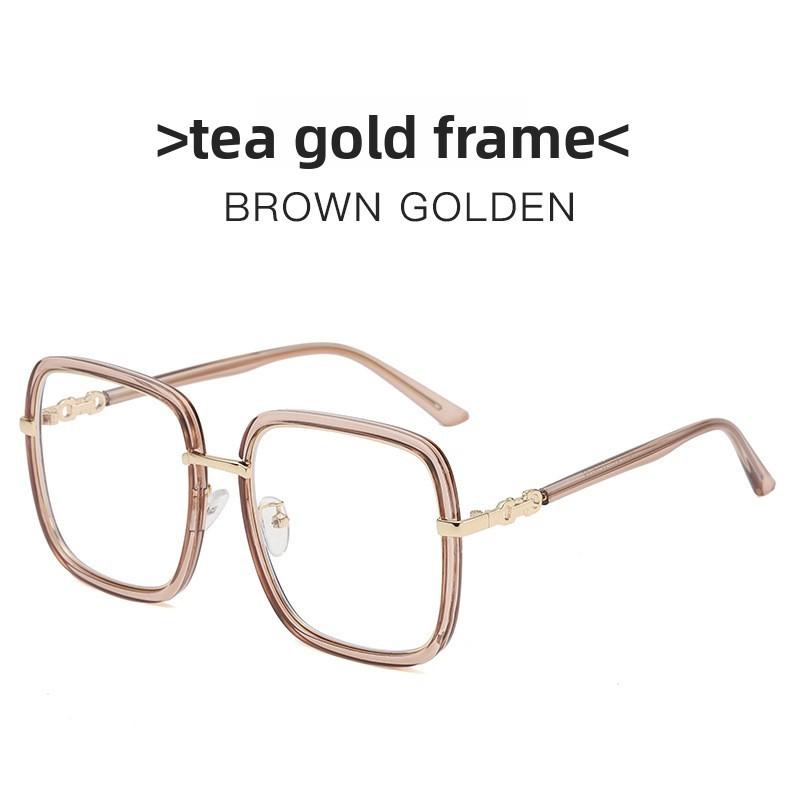 Female Large Face Frame Glasses With Blue Light Blocking For Fashionable Office Wear
