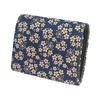 Indenya Inden Bifold Wallet with Bill Compartment and Coin Deerskin Navy Blue with White H-shaped Box-Shaped Purse, Leather, Lacquer, Forget-Me-Not