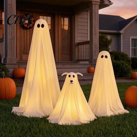 Decorative Lights for Halloween Night Ghost Dog Decoration, Spooky Ornament with LED And Ornaments Remote Control, Creepy Glowing Ghostly Prop Haunted
