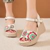 Fashion GKTINOO Wedges Sandals 2025 Summer New High Heels Bohemian Genuine Leather Comfortable Thick Bottom Women's Platform Shoes