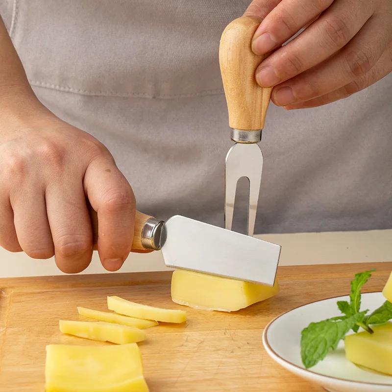4pcs/set Wood Handle Sets Bard Set Oak Bamboo Cheese Cutter Knife Slicer Cheedse Cutter Useful Cooking Tools Kit Kitchen