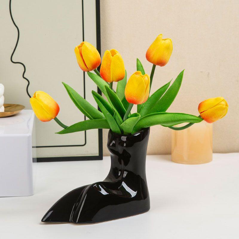 Creative Irregular Body Ceramic Vase Modern Abstract Figure Hydroponic Vase Crafts Flower Arrangement Interior Home Decoration