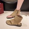 Spring and Autumn Thin Korean Version of Toe Herringbone Sandals Women's Low Heel Short Cool Boots Fashionable Single Shoes Women