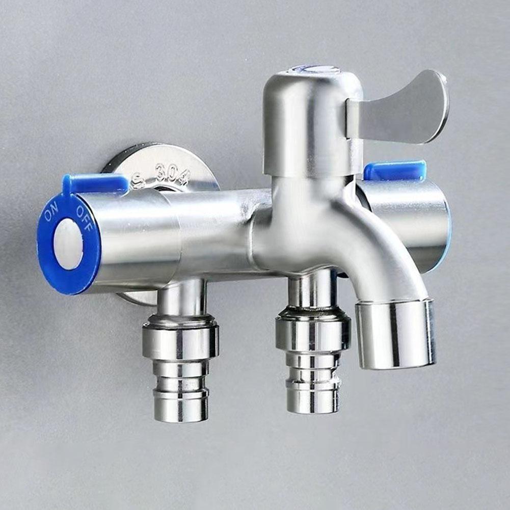 Washing Machine Faucet Balcony Mop Sink Faucet Water Outlet Tap Stainless Steel Angle Valve Toilet Diverter Bathroom Faucet