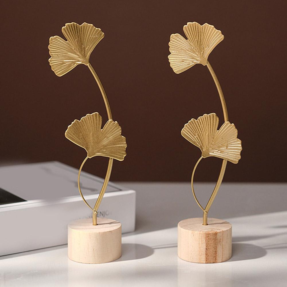 1pc Nordic style light luxury metal crafts creative home living room foyer wine cabinet decorations iron ginkgo leaf ornaments