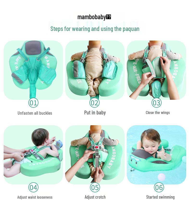 Man Bao Inflatable Baby Swimming Ring with Sunshade, Padded Underarm Vest for 0-3 Year Olds