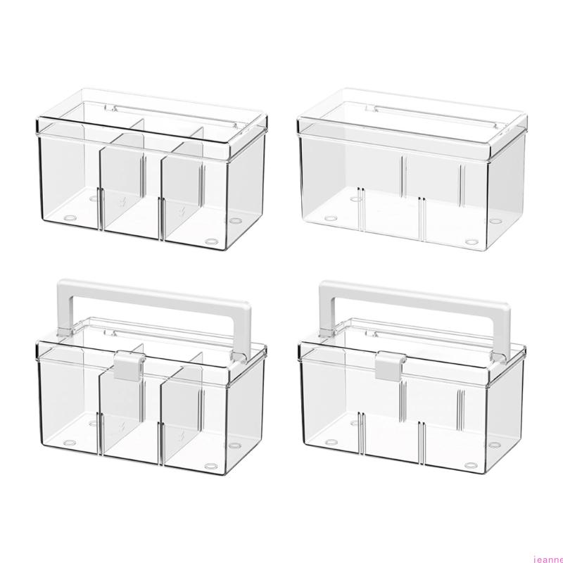 Transparents Medicine Storage Container With Convenient Handle Durability Office Desk for Home And Office Use