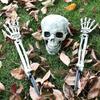 Realistic Skeleton Stakes with Crow and Red Eyes Zombie Hands and Skull Set for Graveyard Yard Lawn Garden Decoration