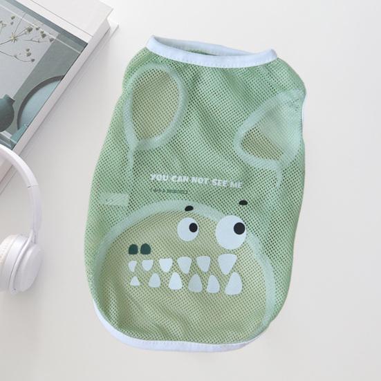 Pet Vest Top Stylish Comfortable Summer Cool Mesh Dog Vest Breathable Cartoon Print T-Shirt for Cat Dog