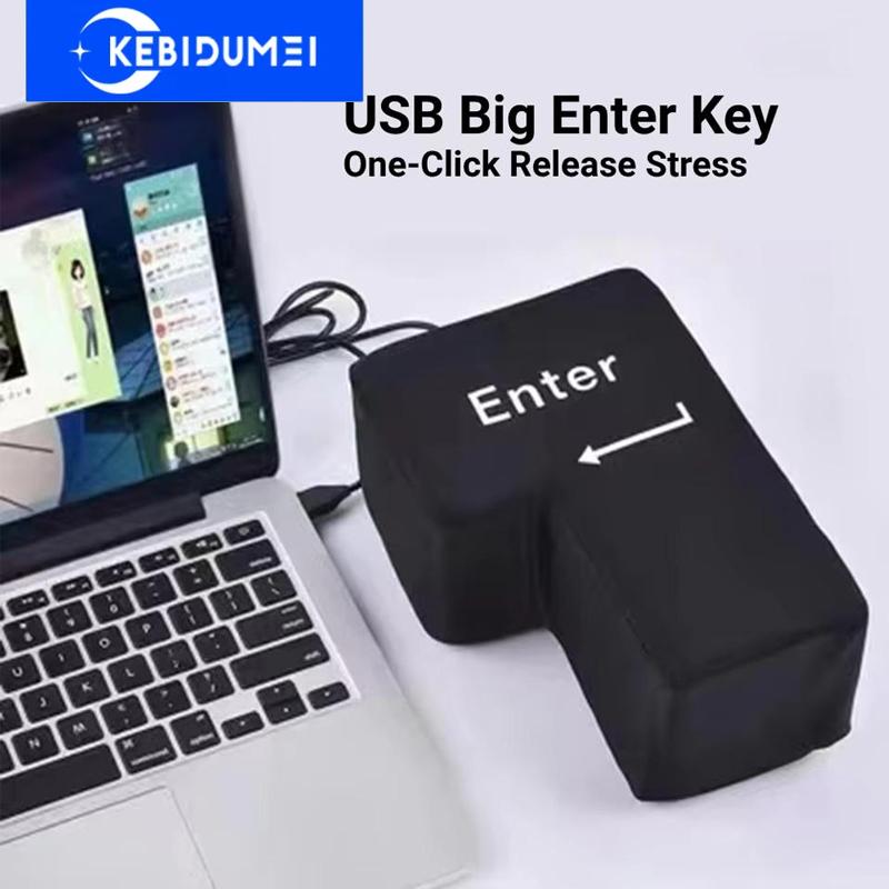Anti-stress datamaskin Enorm Enter-nøkkel Stor USB-tastatur Ventilasjonsknapp Pute Desktop Stressreliever-pute USB Stor Enter-nøkkel