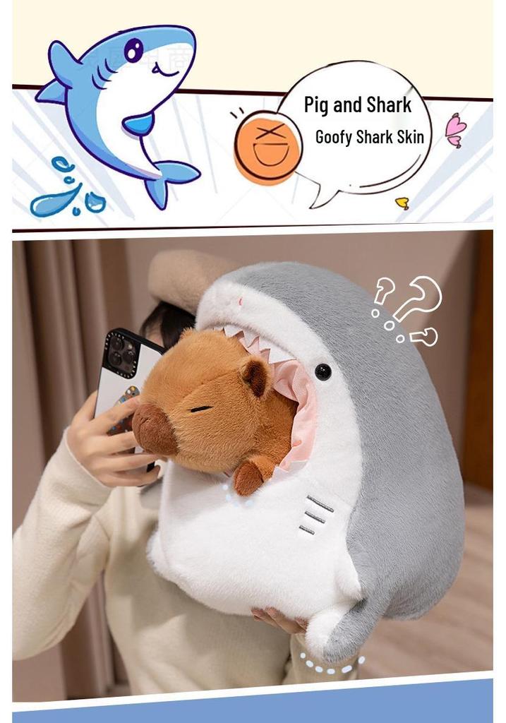 Cute Shark Transformation Plush Figurines - Net Celebrity Series Animal Dolls, Perfect for Qixi Birthday Gifts