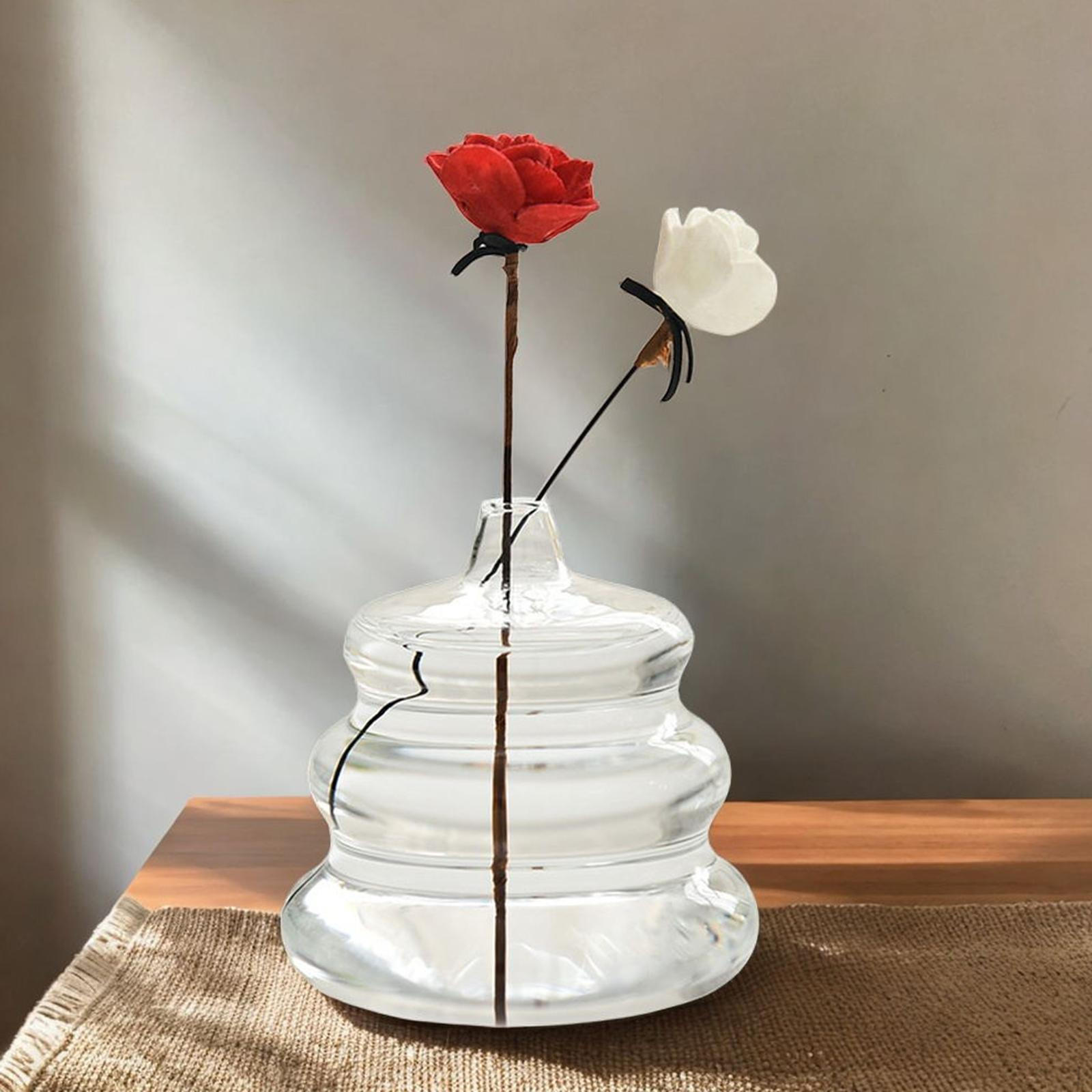 

Glass Vase Decorative Vases Ornament Flower Container Tabletop Bouquet Holder for