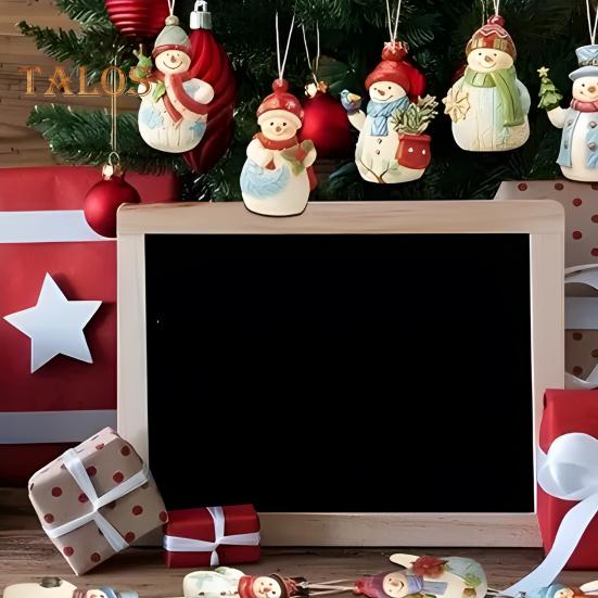 9/18 Pcs Snowman Pendant Wooden Christmas Hanging Ornament Painted Hanging Snowman with Twine for Xmas Tree Holiday Decor