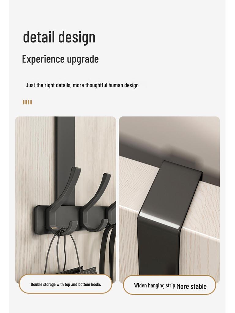 Perchero de Gancho Sobre la Puerta Sin Rastro para Abrigos, Sombreros y Organizador de Almacenamiento de Ropa