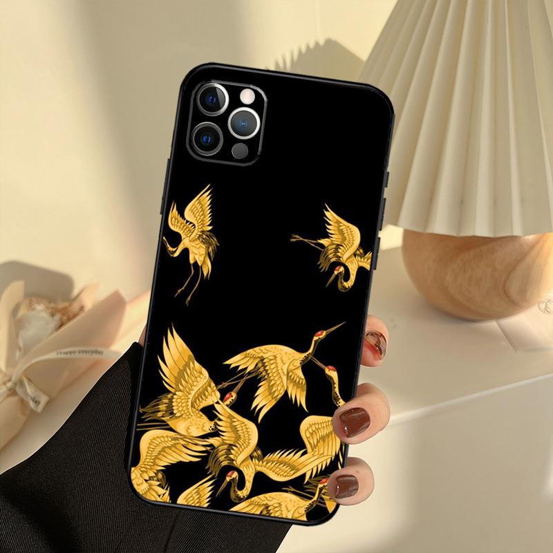 Japanese Style Art Phone Case For iPhone 16 14 13 12 11 15 17 Pro Max 13 mini 15 16 Plus 16e 17 Air Cover Funda