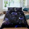 Teal Warm Comforter Cover Set King-Sized Dimensionsd Dimensions Ocean Decor,Jelyfish Soft Duvet Cover Nautical Sea Beding Set Marine Life Retro