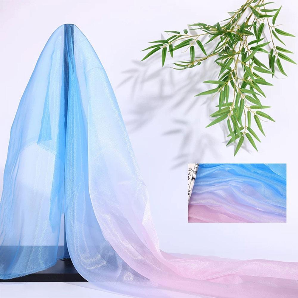 1 Yard/Width 140cm Organza Fabric Colorful Gradient Transparent Texture Voile Gauze Transition Color Mesh Fabric Designer Fabric