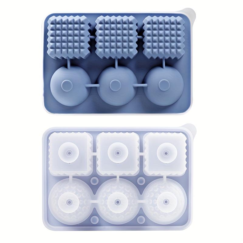 Large Silicone Ice Cube Tray, 3 Large Crystal Cubes and 3 Spherical Golf Ice Trays, with Fun Shaped Ice Maker Molds, 6 Hole Ice Mold with Funnel