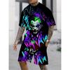 Digital bedrucktes Clown-Sommermuster Herren Freizeit Zweiteiler Set