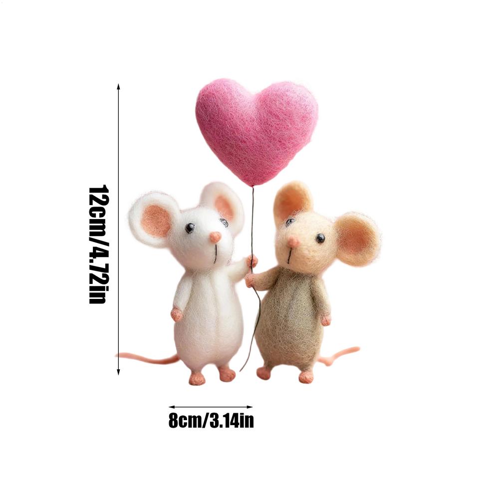 

Valentine Felt Mice Figurines Handmade Keepsake Figure Charm Decor Cute Needle Felted Mice Figurine for Family Christmas