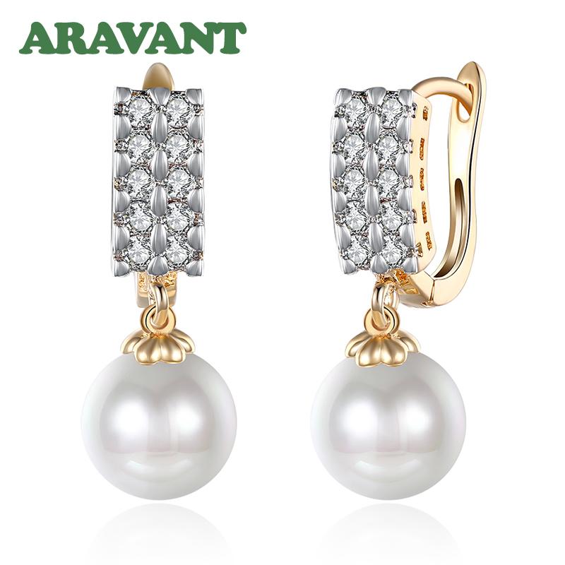 925 Silver 18k Gold Pearl Long Dangle Earring For Women Wedding Jewelry Gift