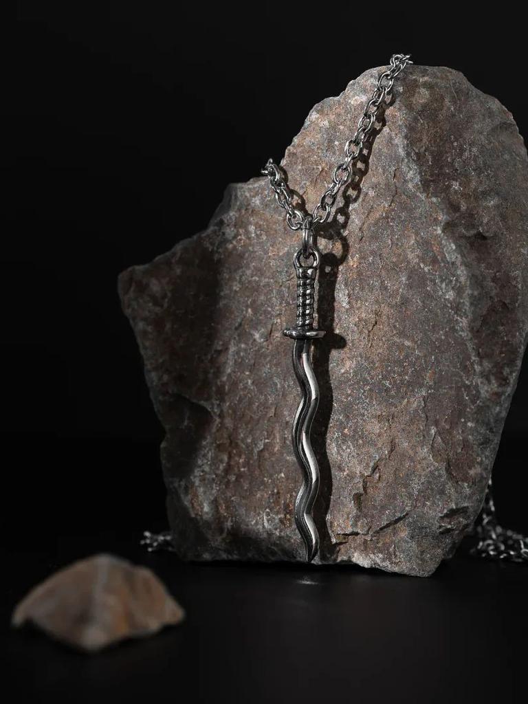Serpent Breathing Katana Necklace Retro Necklace Samurai Sword Snake Necklace