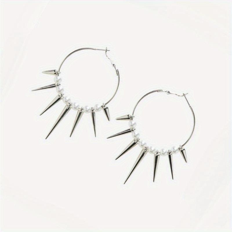 1 Paar Punk Minimalistisch Dunkelgothischer Stil, Mehrere Verjüngte Stacheln Hängeohrringe für Outdoor Street Hip Hop Party