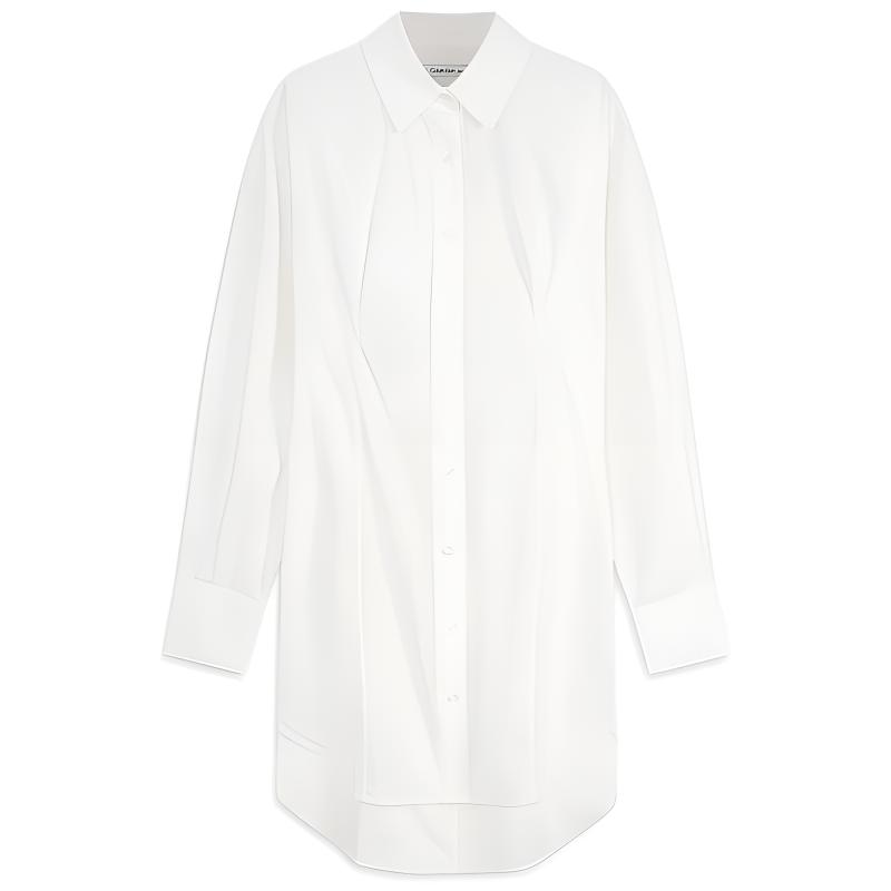 Calvin Klein Casual Commuter Simple Embroidered Long Sleeve Dress Women Dresses Milk-White J222857 M