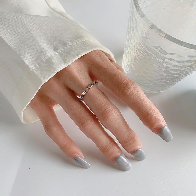 BF CLUB Silver Color Simple ZirconRings For Women Geometric Fashion Open Adjustable Handmade Party Jewelry Gift Allergy