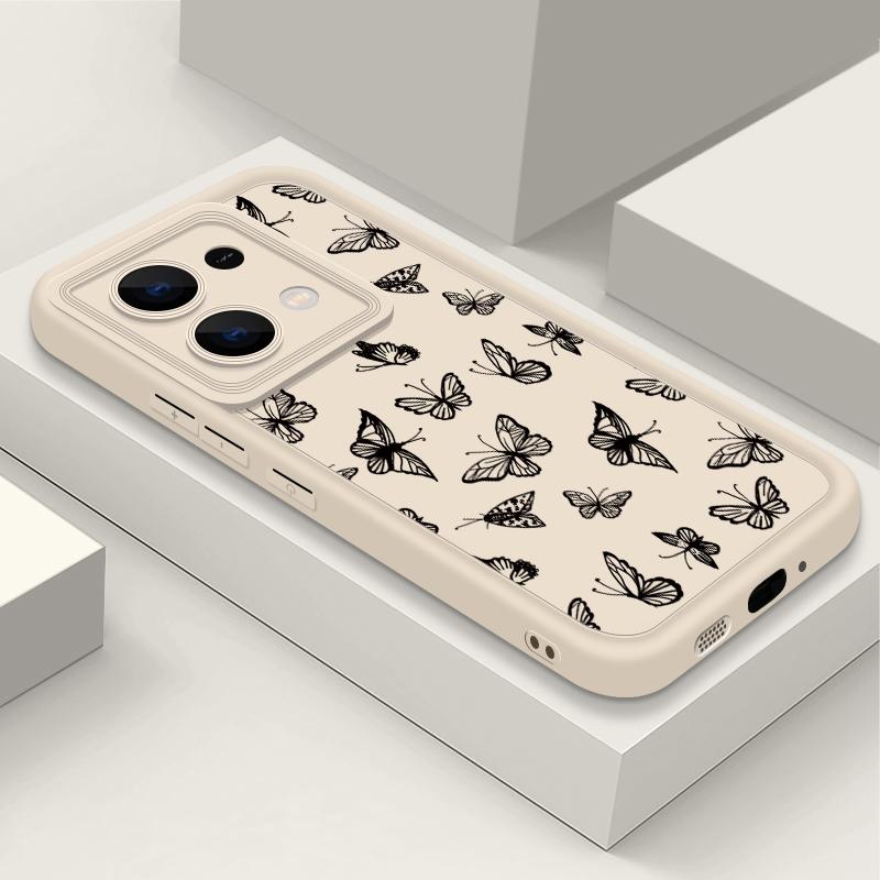 Модный черный чехол с узором бабочки для Xiaomi 13T 11T Pro Poco F6 X6 Redmi Note 13 12 — фото 15