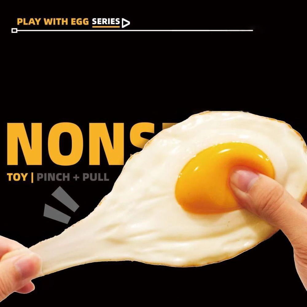 Simulation Design Soft Stress Toy Stress Relief Simulation Food Toy Fried Egg Fidget Toy  Kids