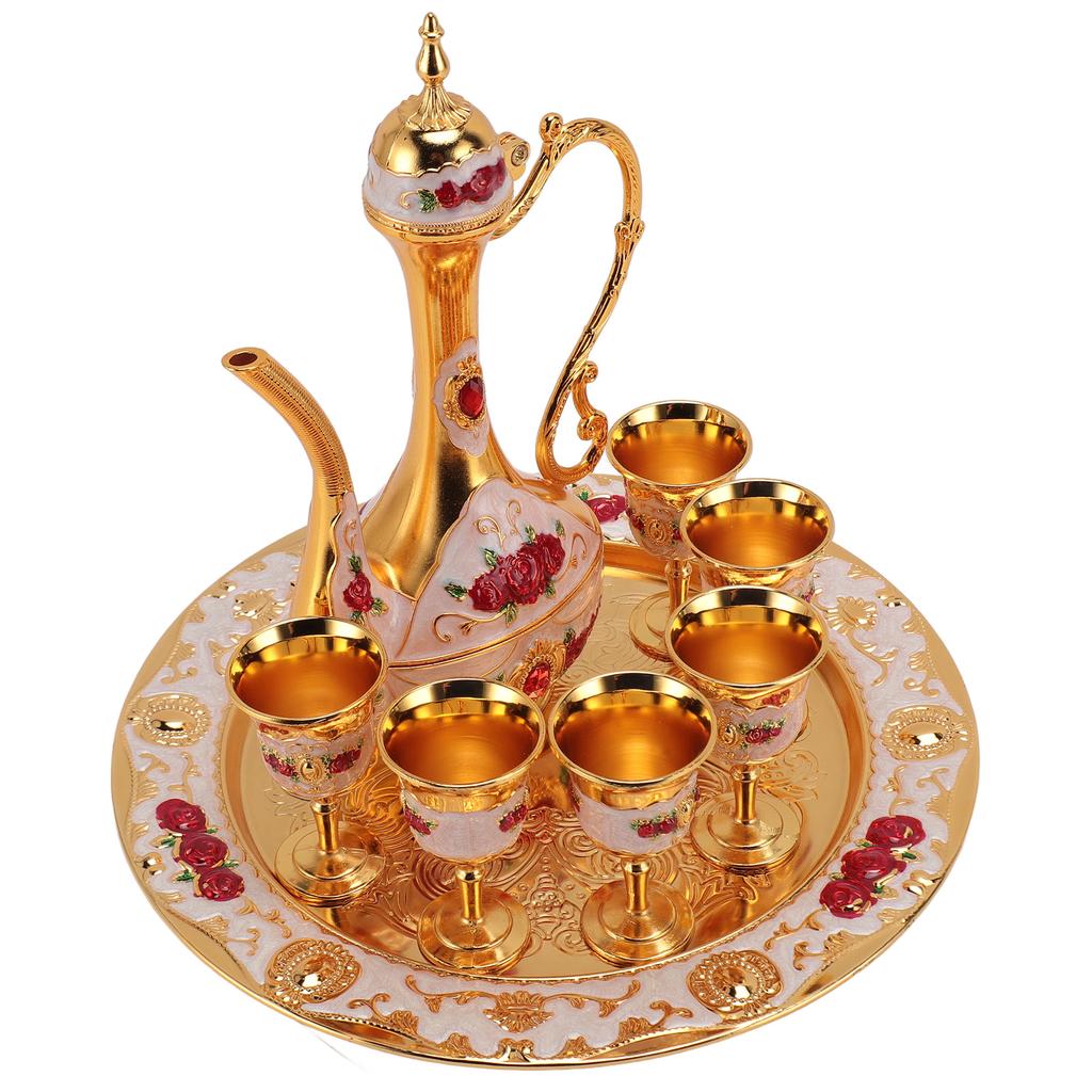 Vintage tyrkisk kaffekannesett sinklegering rustsikker fargeekte elegant tyrkisk tesett for hjemmet